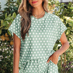 Green Polka Dot Print Short Set