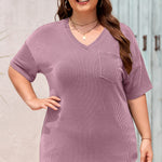 Valerian Textured V-Neck Dropped Shoulder Plus T-Shirt