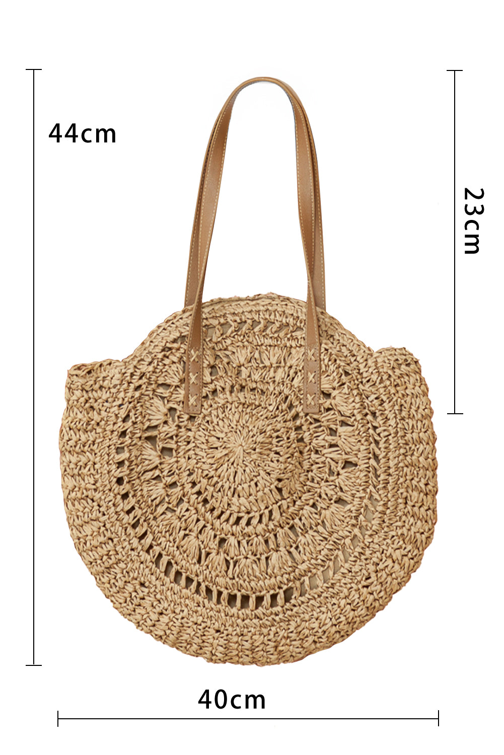 Sac à bandoulière rond en paille bohème camel tressée