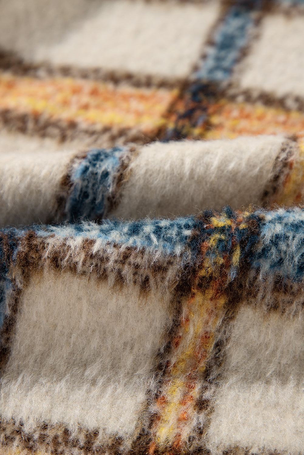 Veste boutonnée à col et imprimé écossais marron à rayures grande taille