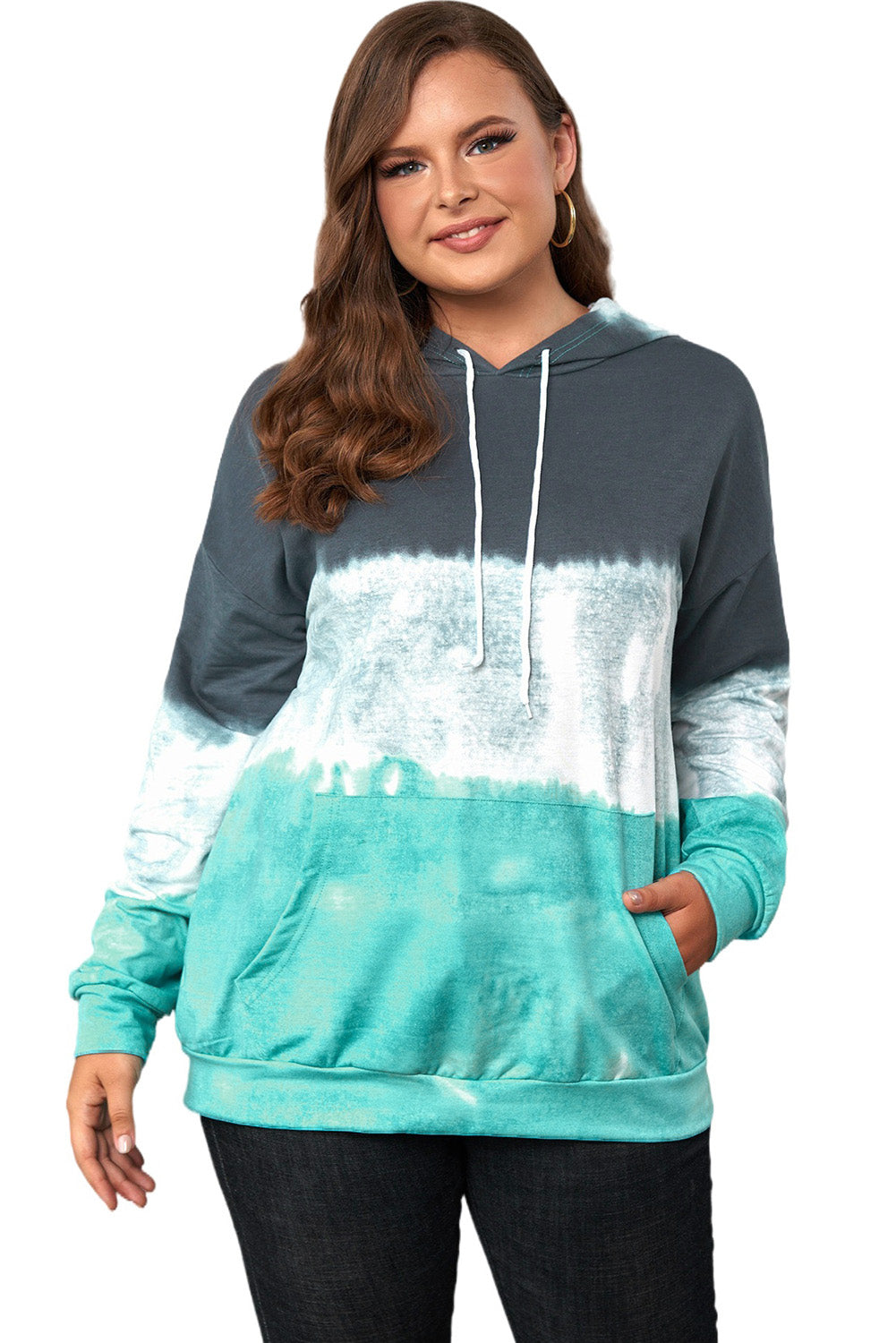 Sudadera con capucha de talla grande con bloques de color degradado azul