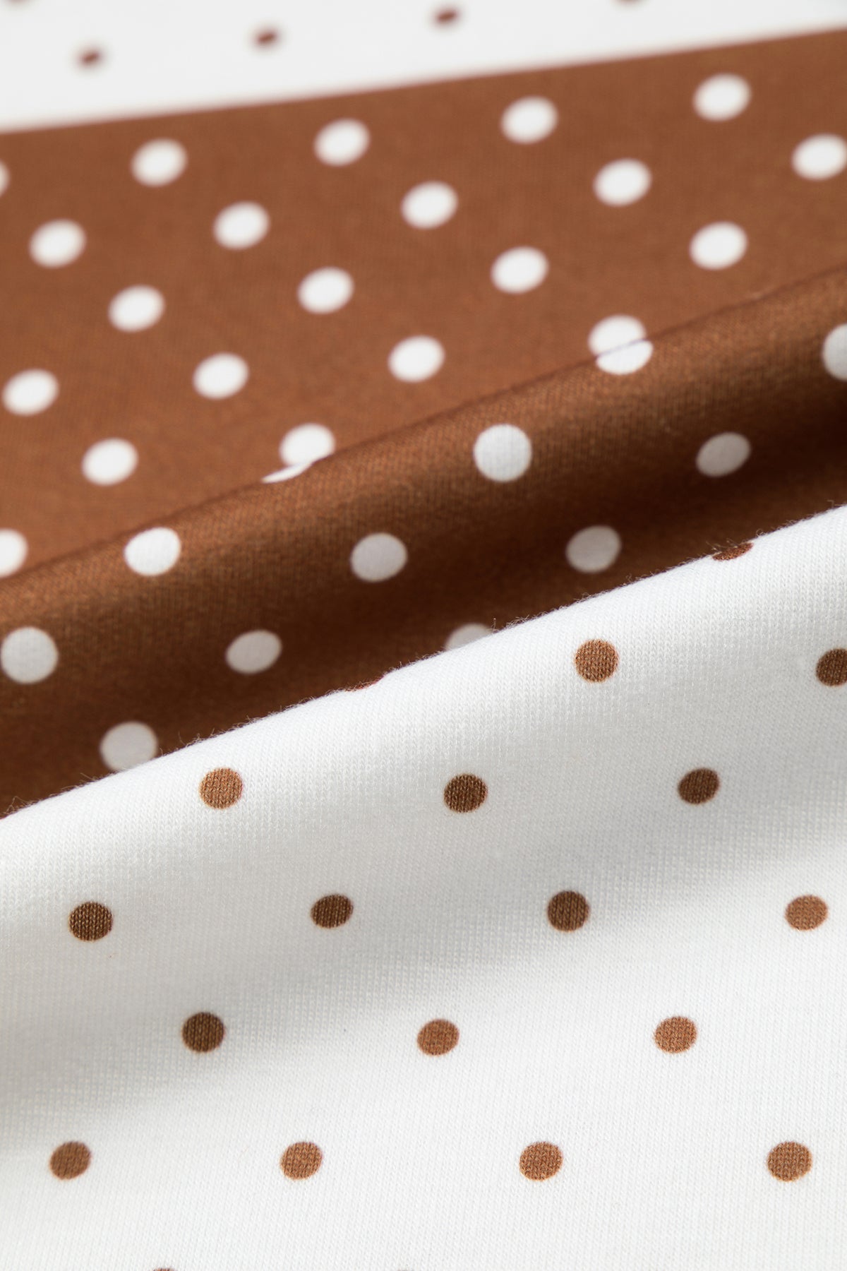 Brown Polka Dot Patchwork Colorblock Long Sleeve Top
