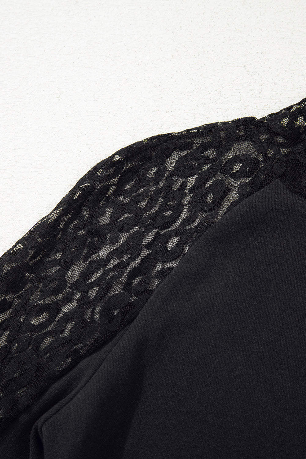 Black Leopard Mesh Patchwork Knit Long Sleeve Top