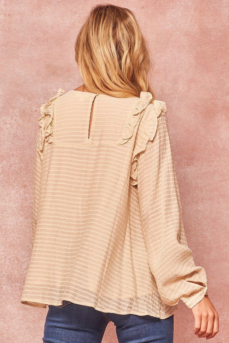 Semi-Sheer Striped Woven Top – alternate view