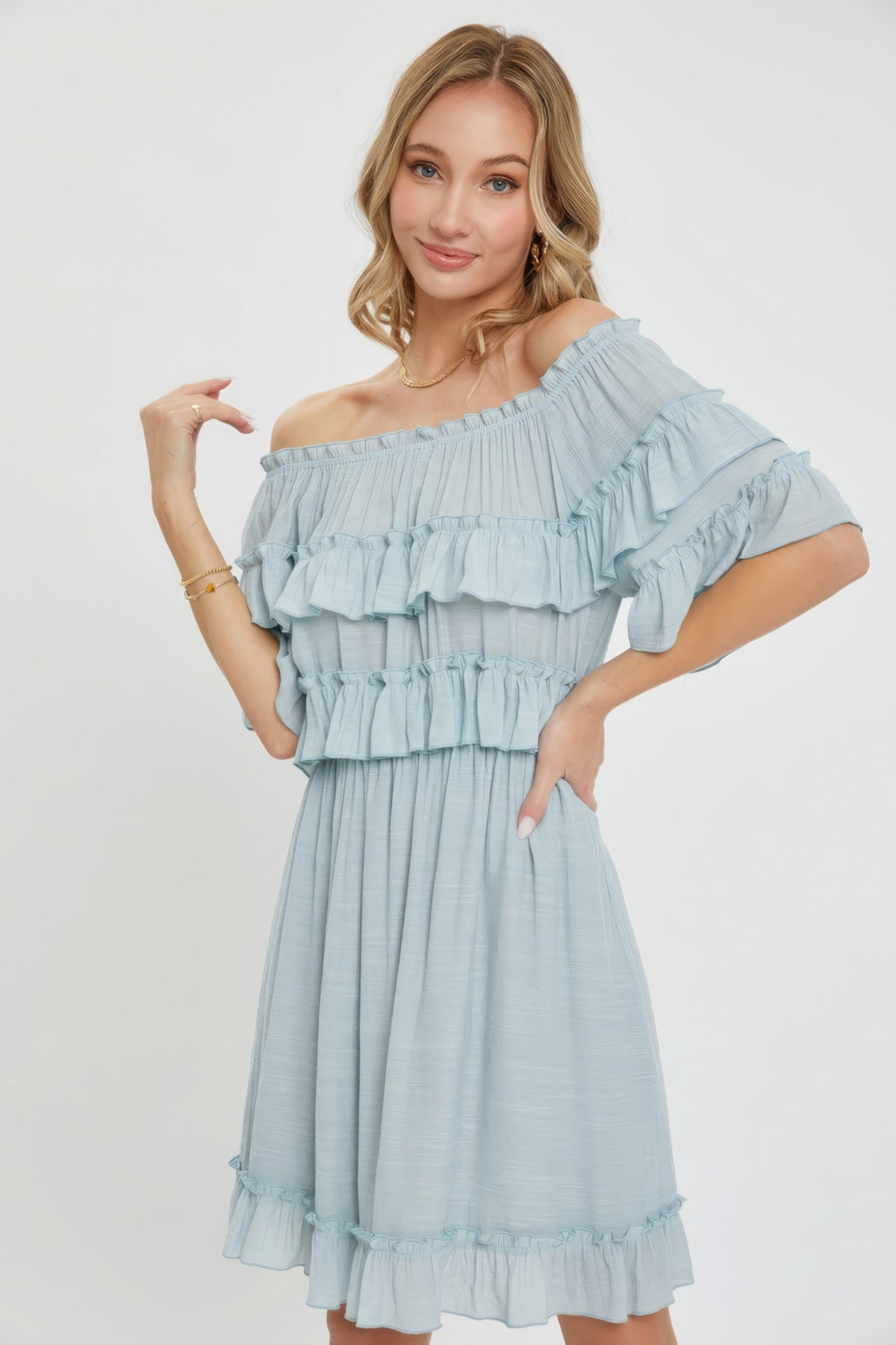 Off Shoulder Ruffle Dress – alternate view