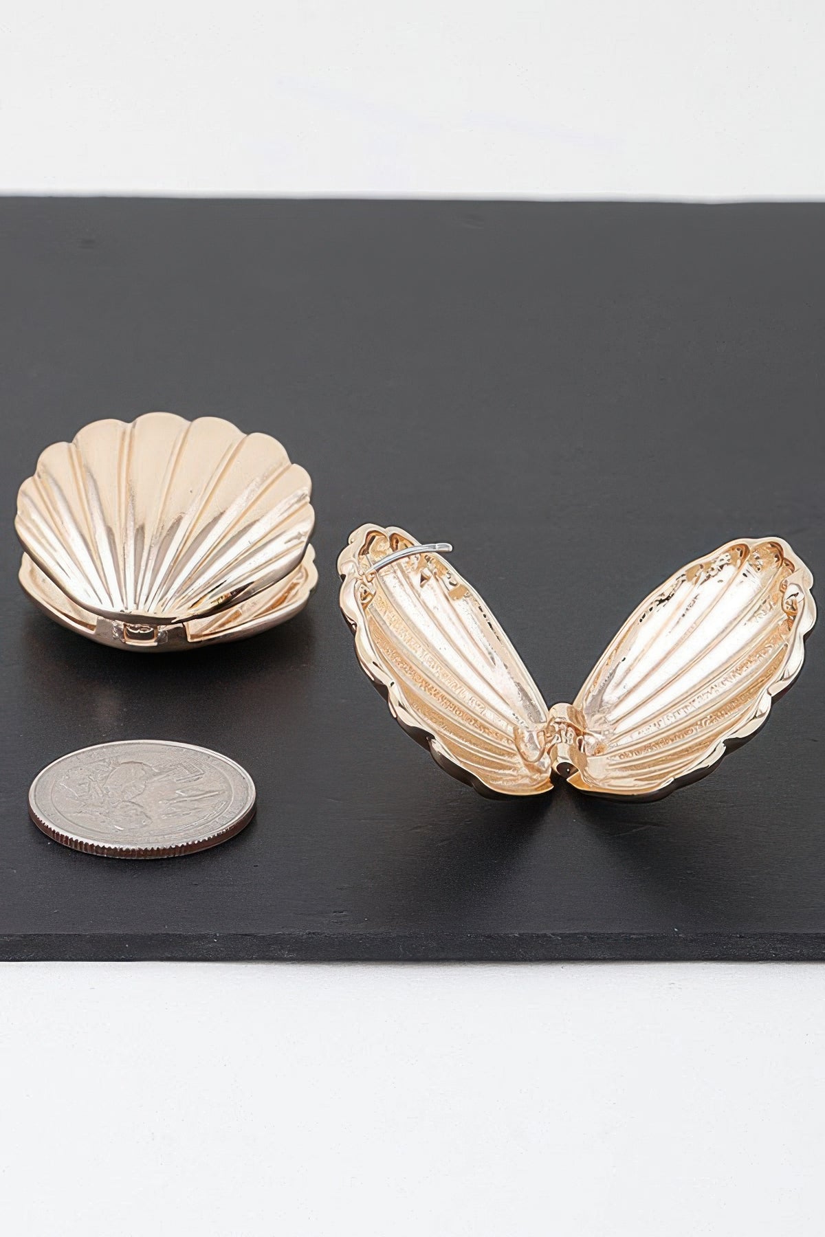 Modern Clam Shell Earrings – alternate view