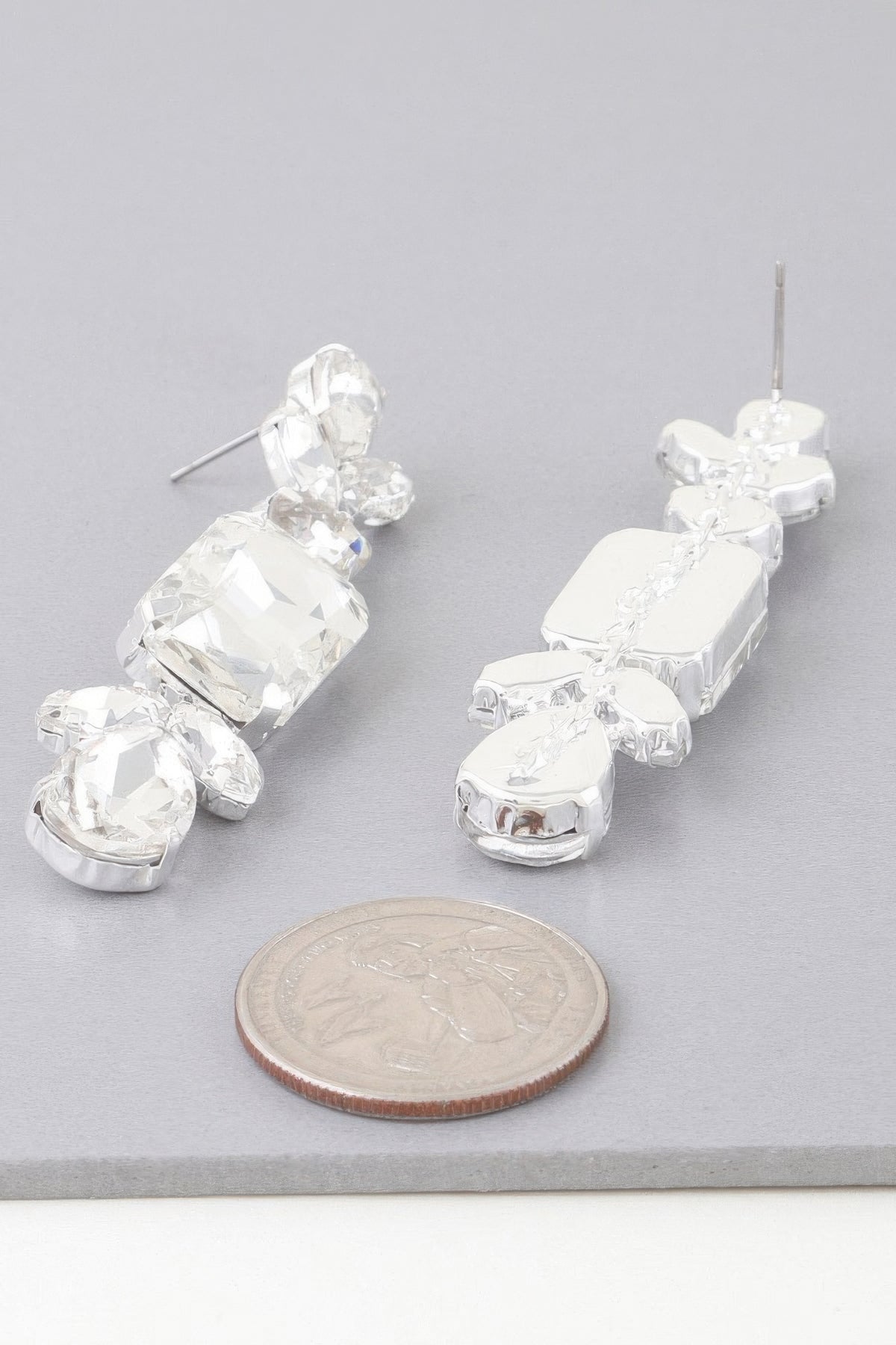 Rhinestone Dangle Drop Earrings – alternate view