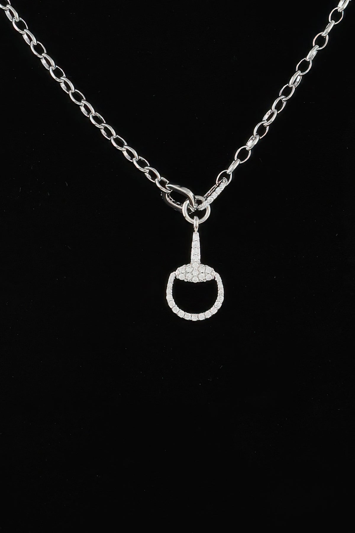 Bejeweled Equestrian Drop Chain Necklace