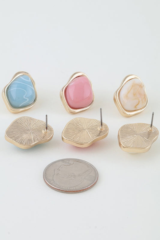 Ripple Effect Stone Stud Earrings