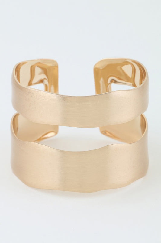 Hammered Double Wave Cuff Bracelet