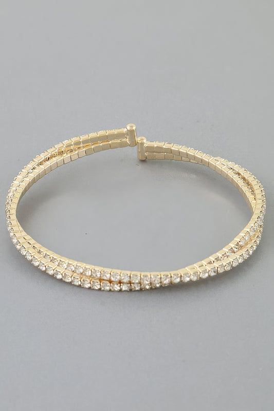 Interlocked Cubic Rhinestone Cuff Bracelet