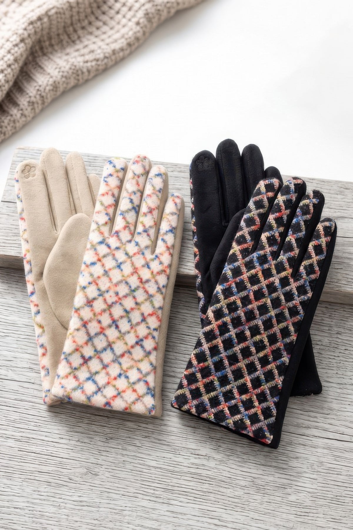 Multi Color Weave Textured Touchscreen Gloves