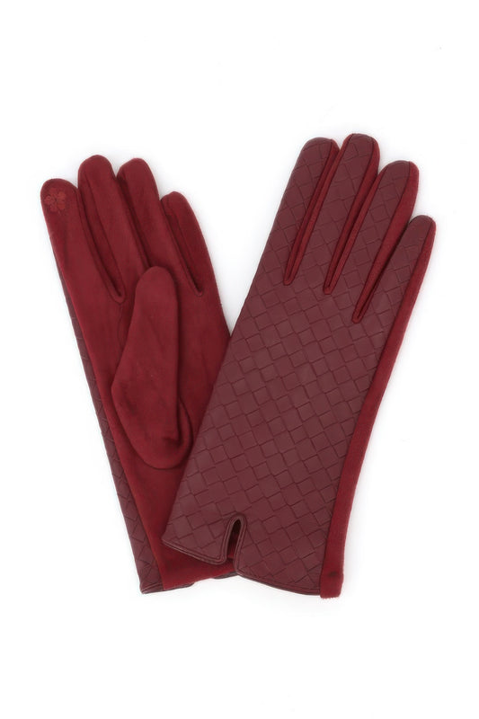 Quilted Faux Leather & Faux Suede Touchscreen Gloves