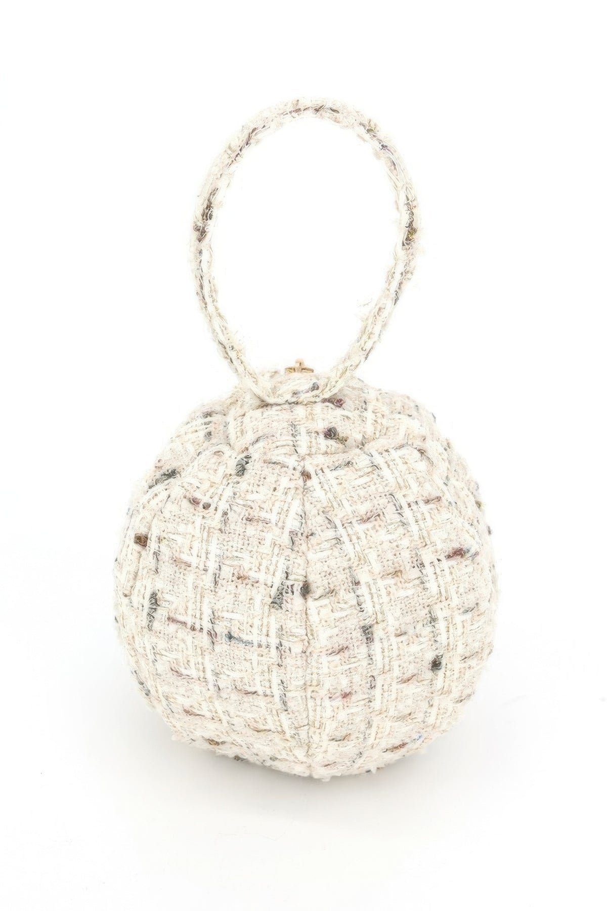 Tweed Round Ball Bag With Top Handle