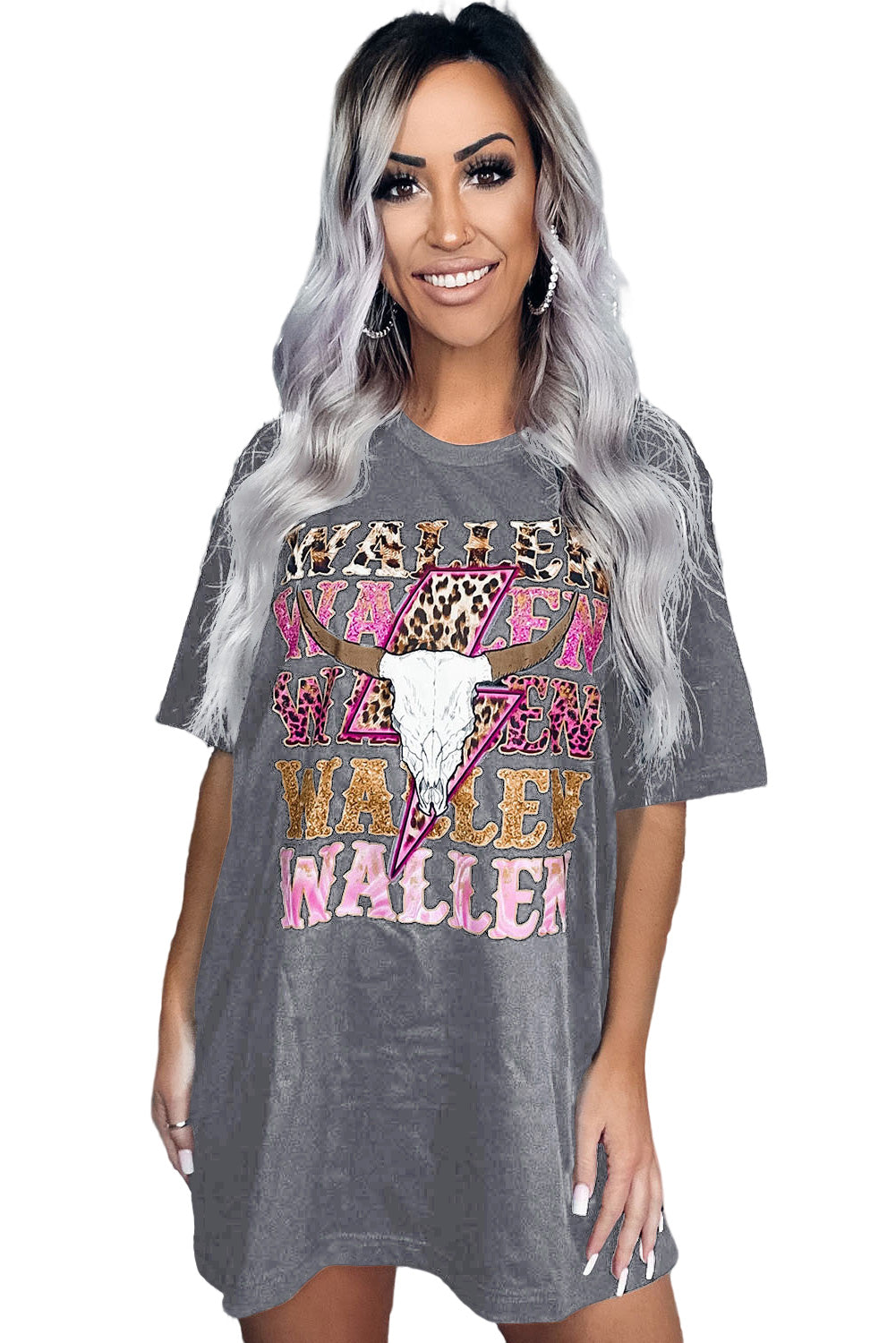 Camiseta extragrande con estampado de calavera de vaca WALLEN