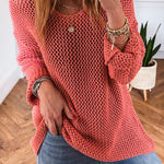 Coral Crochet Hollow-out Jumper Top Sweater