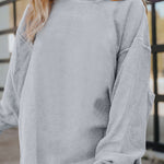Sudadera extragrande con cordón de canalé gris claro