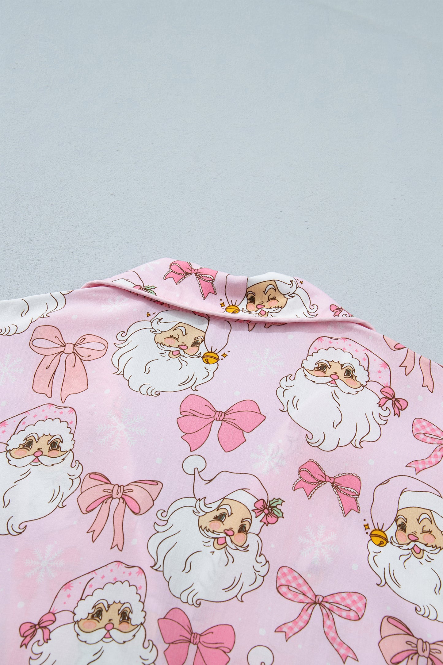 Pink Abstract Santa Print Long Sleeve Full-Length 2Pcs Lounge Set