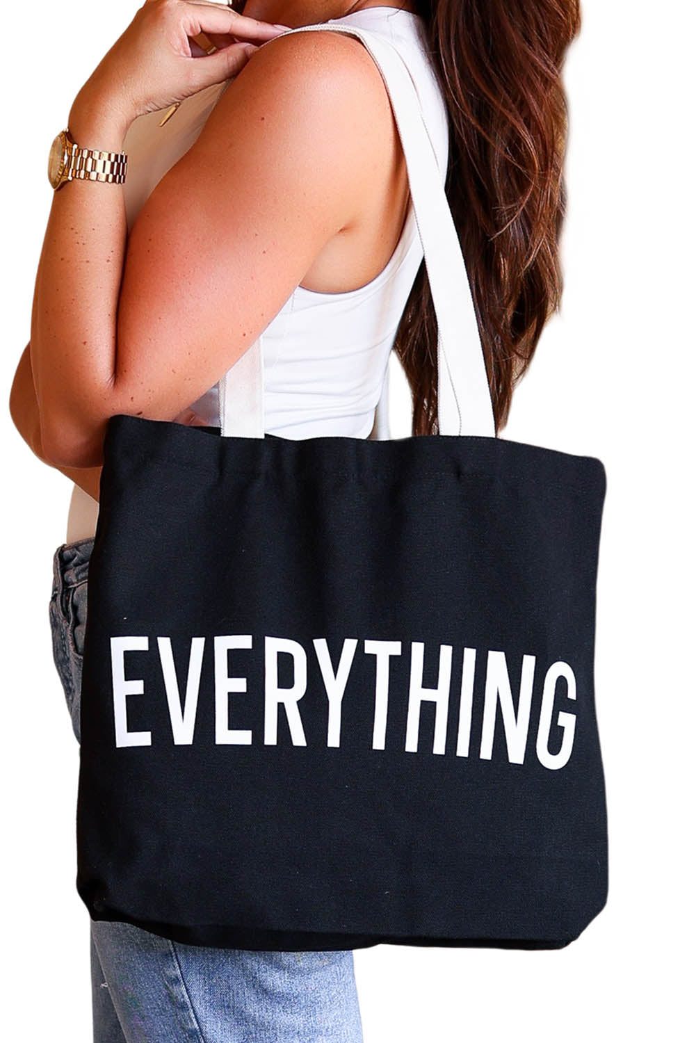 EVERYTHING Bolso Tote Grande con Estampado de Letras 42*8*37cm