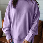 Lavendula Horizontal Ribbed Exposed Seam Detail Drop Shoulder Baggy Pullover