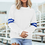 White Varsity Striped Detail Drop Shoulder Oversized Sweatshirt