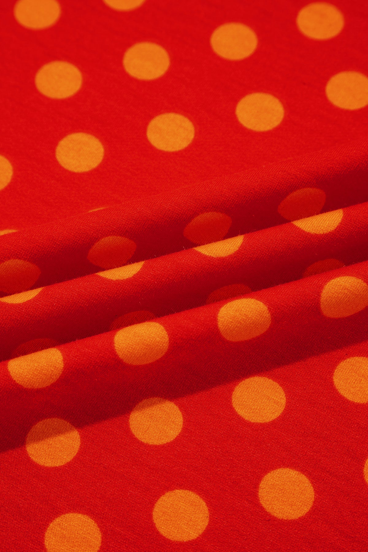 Red Polka Dot Print Contrast Trim Round Neck Bracelet Sleeve Top