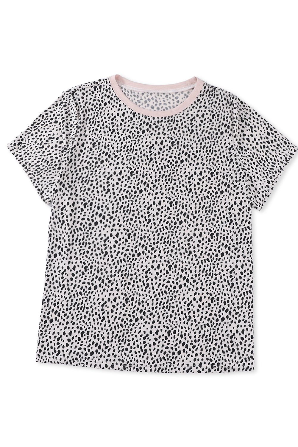 Cheetah Print O-neck Short Sleeve T Shirt
