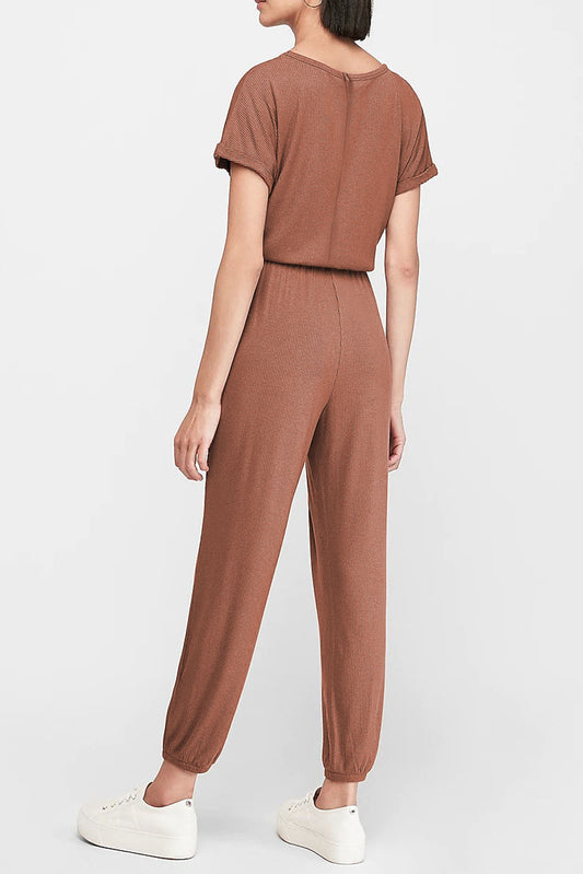 Ribbed Short Sleeve Jumpsuit