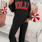 Black JOLLY Corded Long Sleeve Top and Pockets Pants Set