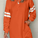 Orange Varsity Contrast Banded Sleeve Shift Sweatshirt Dress