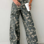 Green Camo Cargo Wide Leg Pants