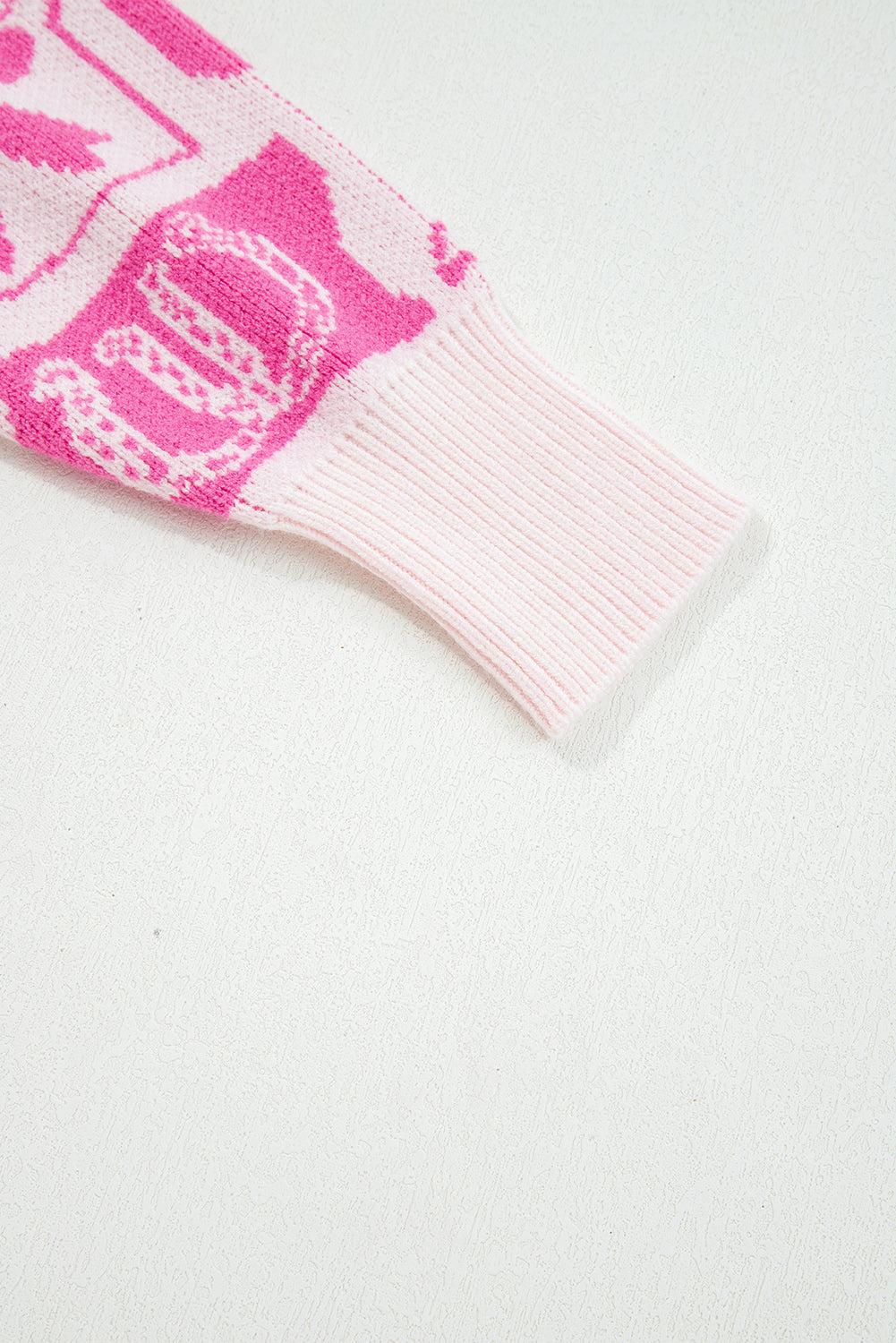 Pink Bows & Horseshoes Pattern Western Fashion Print Sweater