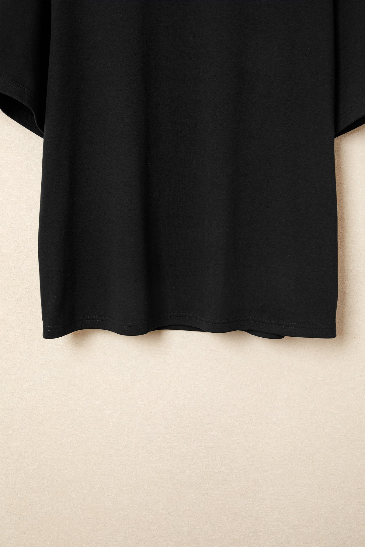 Black Solid Color High Neck Oversize Tee