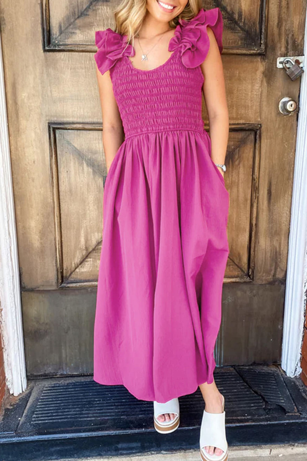 color a ruffle maxi dress Amal Tiered Ruffle Maxi Dress