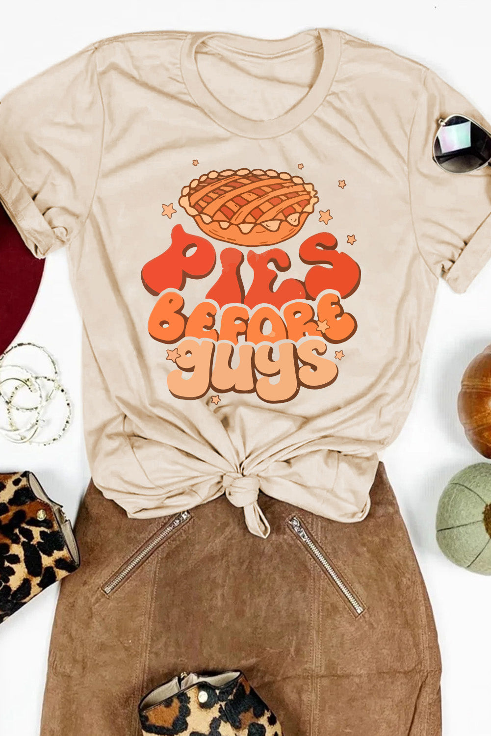 T-shirt kaki tendance Thanksgiving PIES BEFORE GUYS