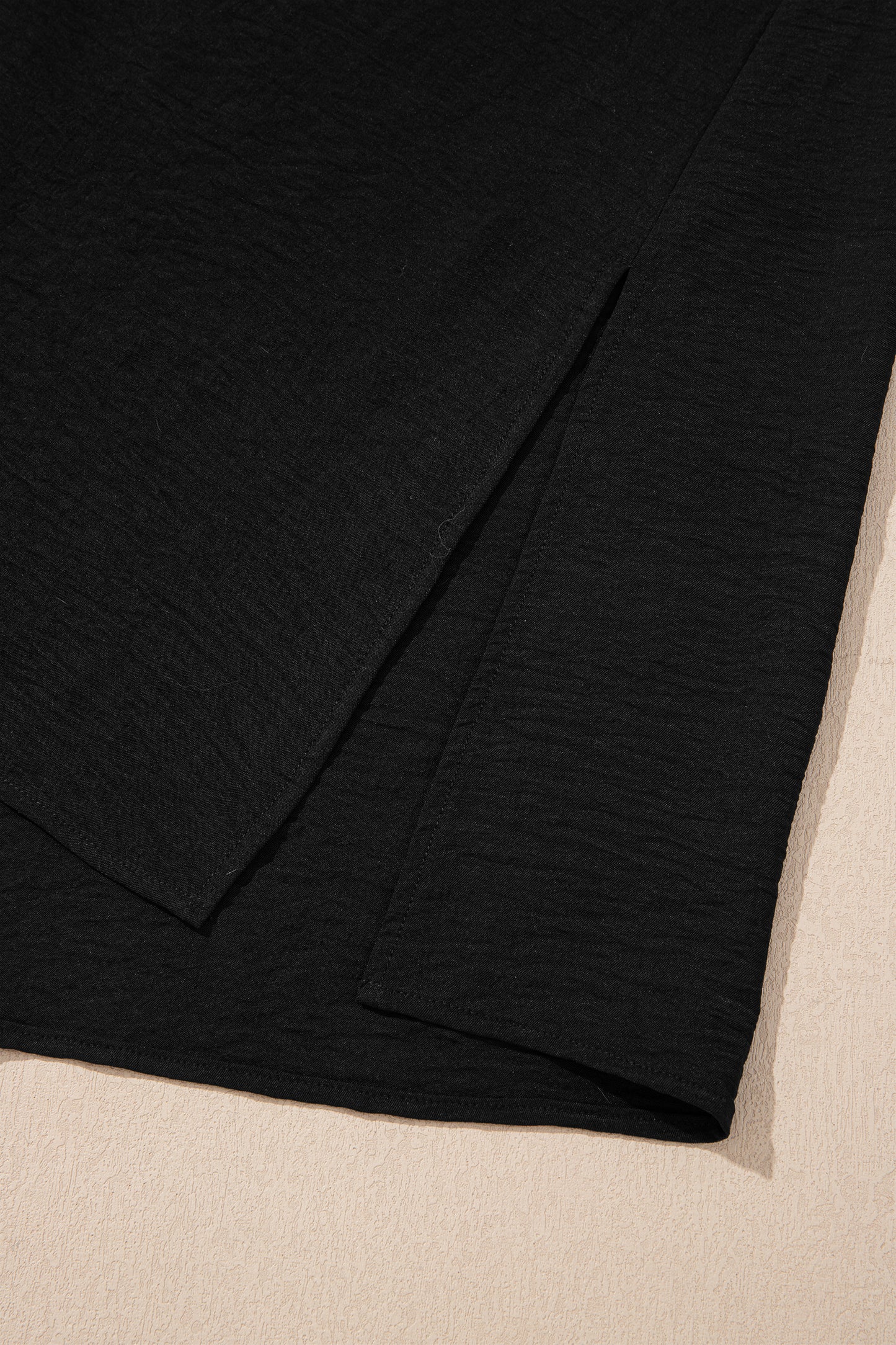 Black Plus Size Solid Color Notched Neck Short Sleeve Loose Dress