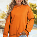 Carrot Oversize Drop Shoulder Reversible Mock Neck Sweatshirt