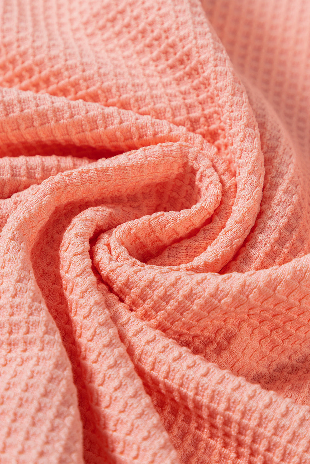 Haut raglan patchwork à manches larges et gaufrées, couleur pamplemousse et orange