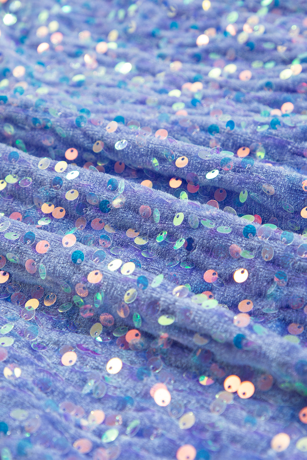 Sweat-shirt Henley à ourlet haut et bas en patchwork de paillettes lilas