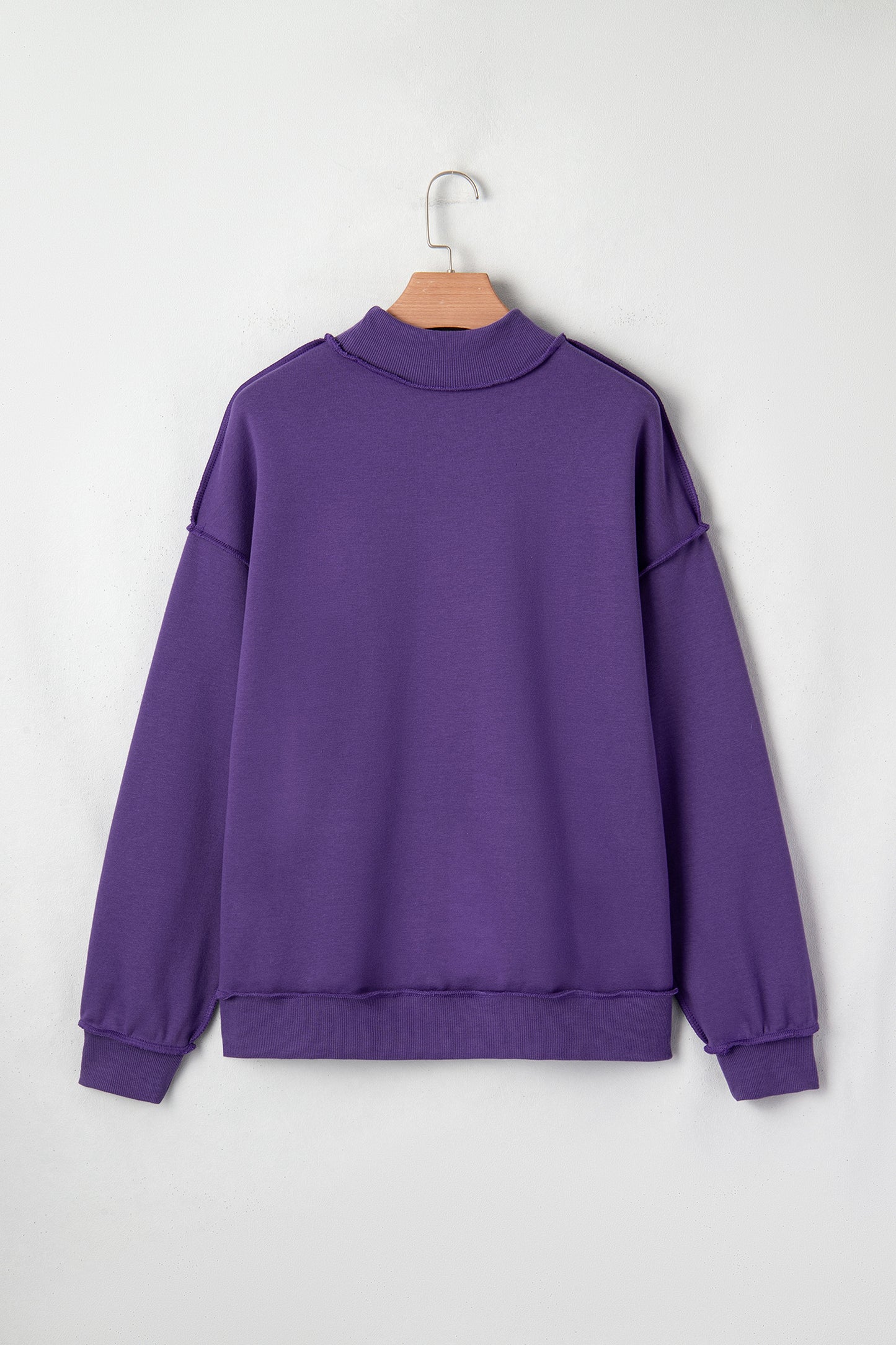 Tillandsia Purple Oversize Drop Shoulder Reversible Mock Neck Sweatshirt