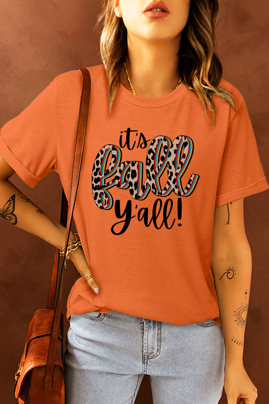 T-shirt décontracté à imprimé animal « Its Fall Yall »