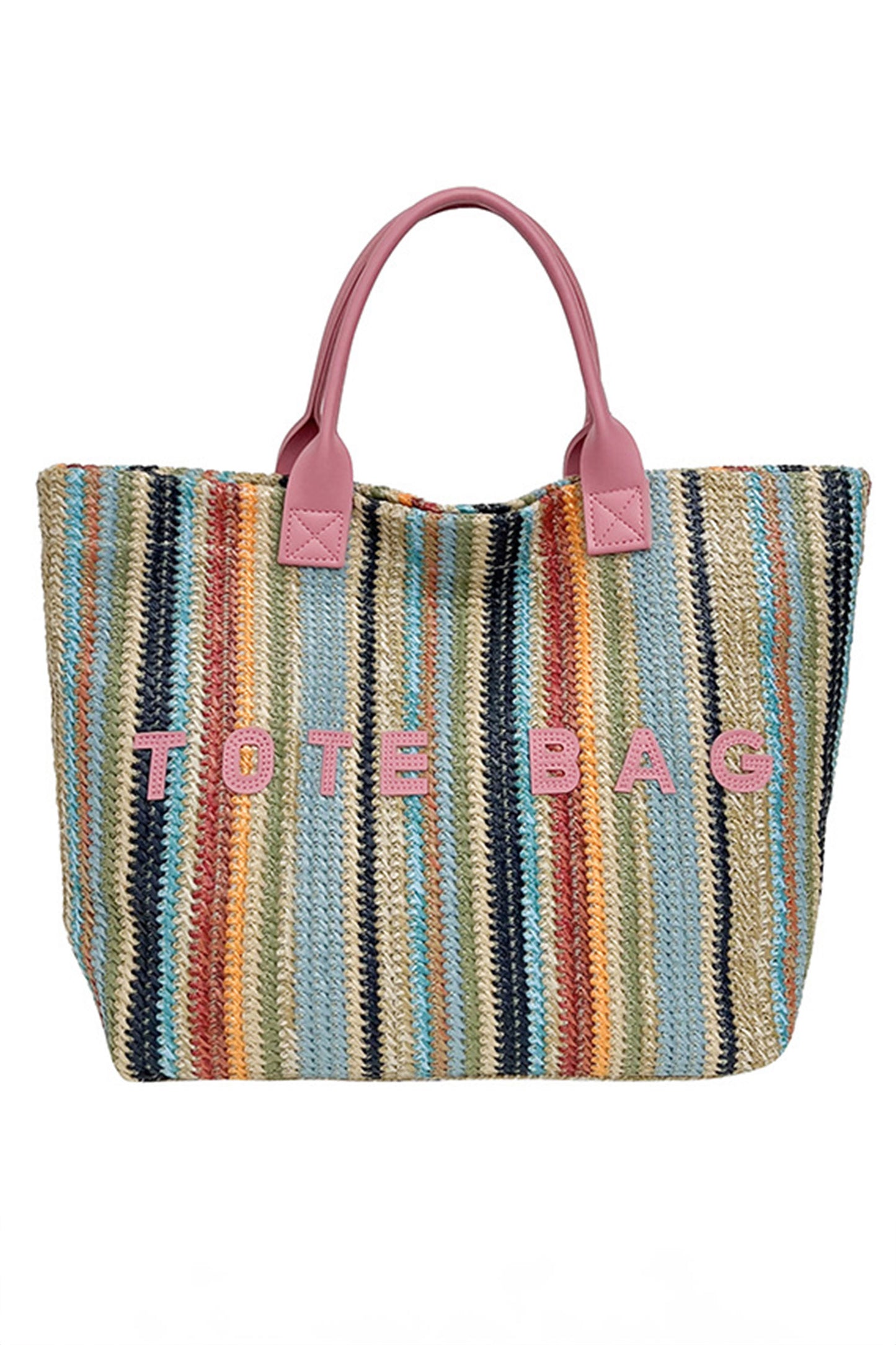 Sachet Pink Bohemian Straw Crochet Woven Tote Bag