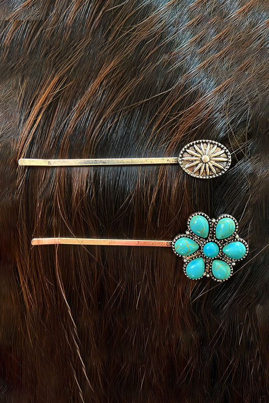 Pinza de pelo occidental floral de aleación vintage