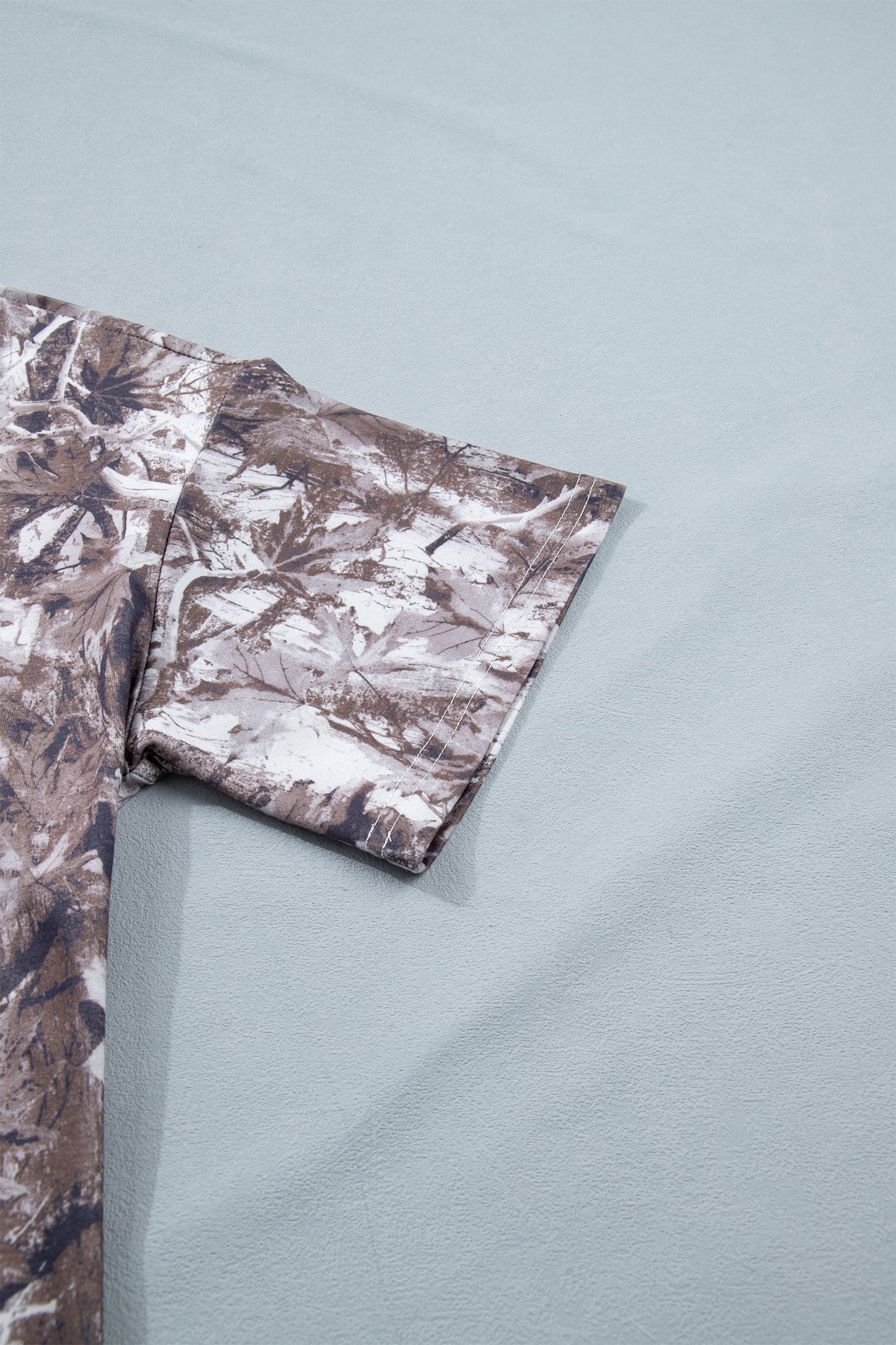 Khaki Camouflage Woodland Print Drop Shoulder Tunic Tee