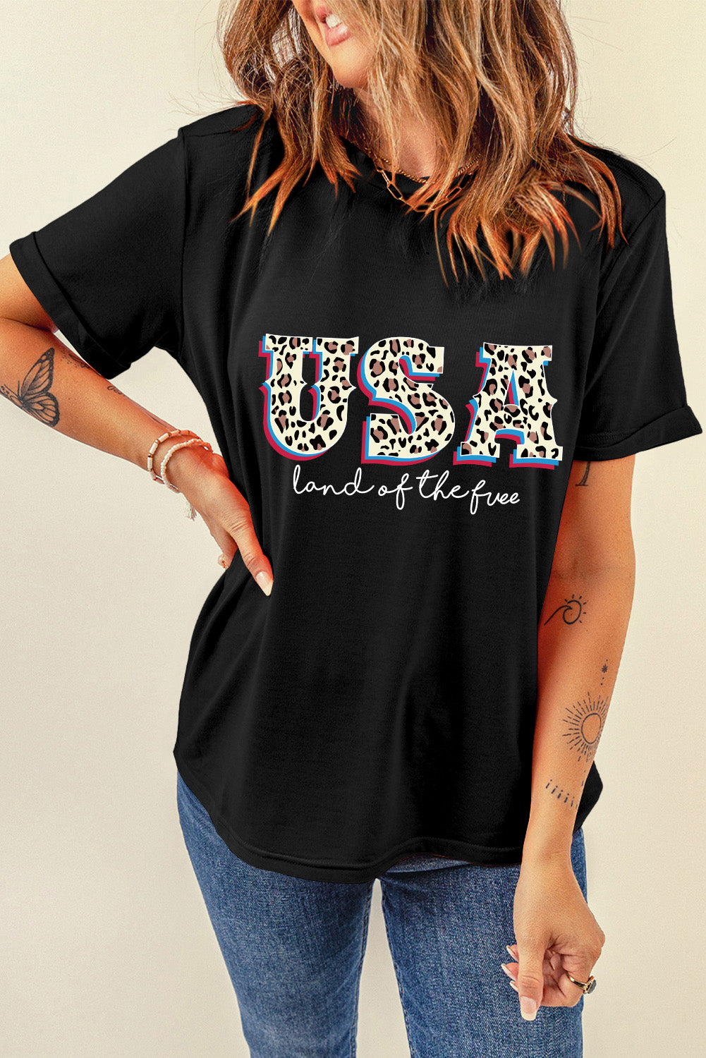 T-shirt graphique Black Leopard UAS, terre de la liberté