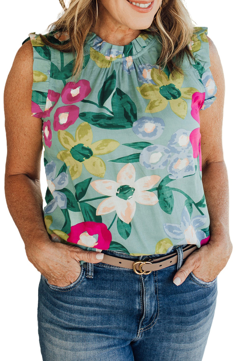 Débardeur à volants et imprimé floral