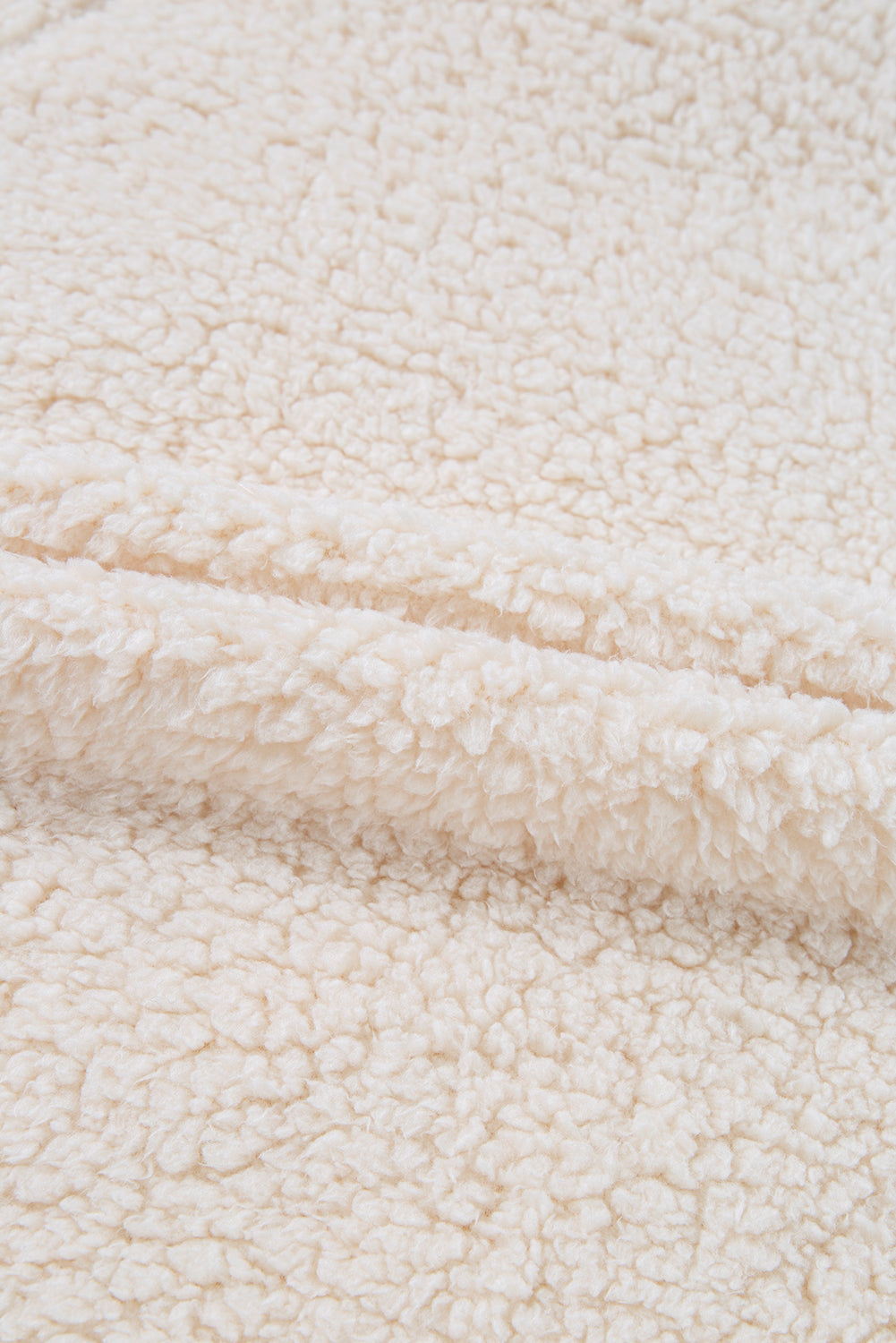 Sweat-shirt blanc uni en polaire à col montant et épaules tombantes