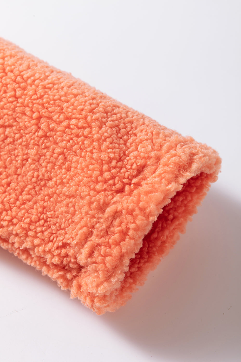 Sweat-shirt sherpa orange à col montant et demi-fermeture éclair