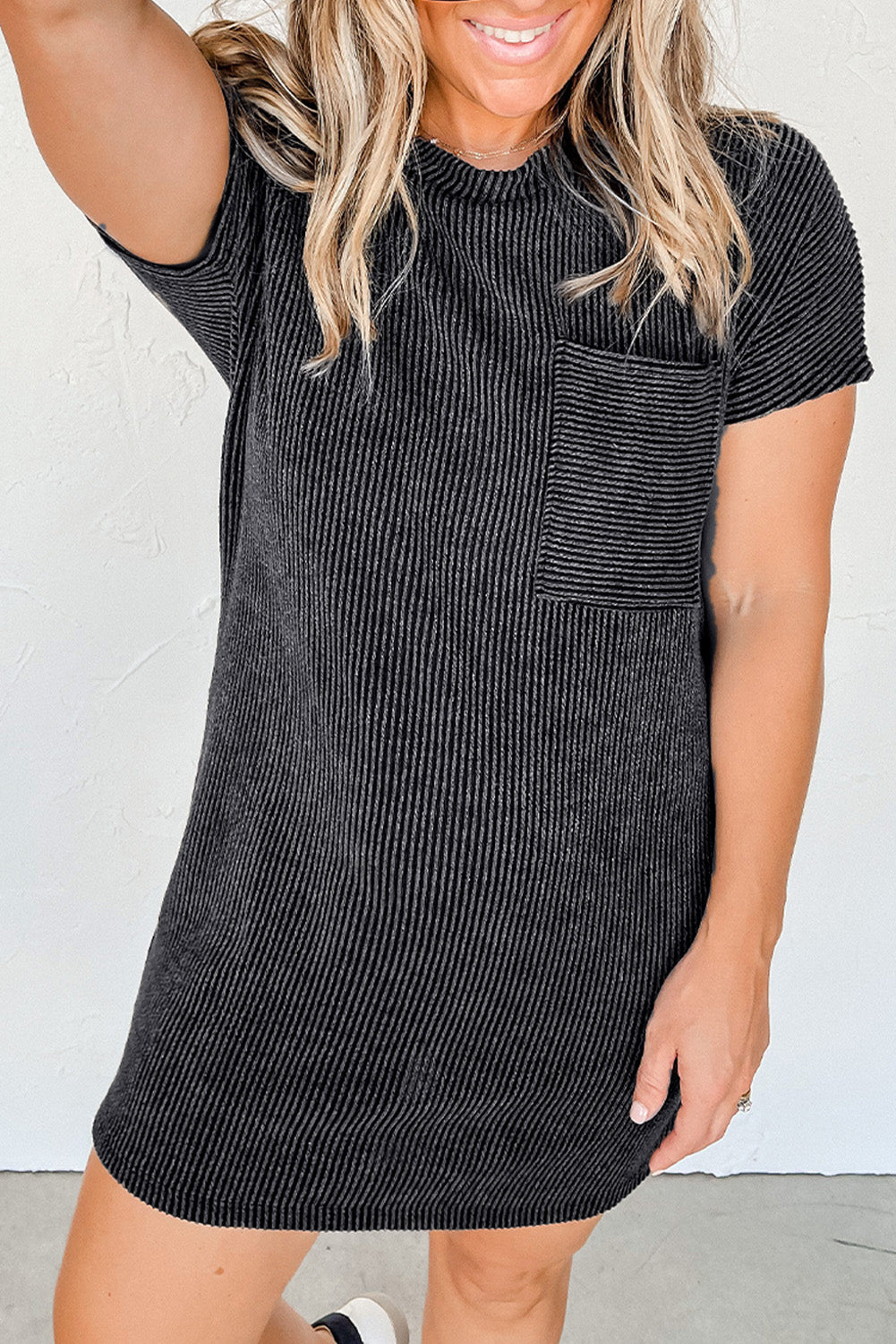 Striped Ribbed Knit T-shirt Shift Dress – HannaBanna Clothing