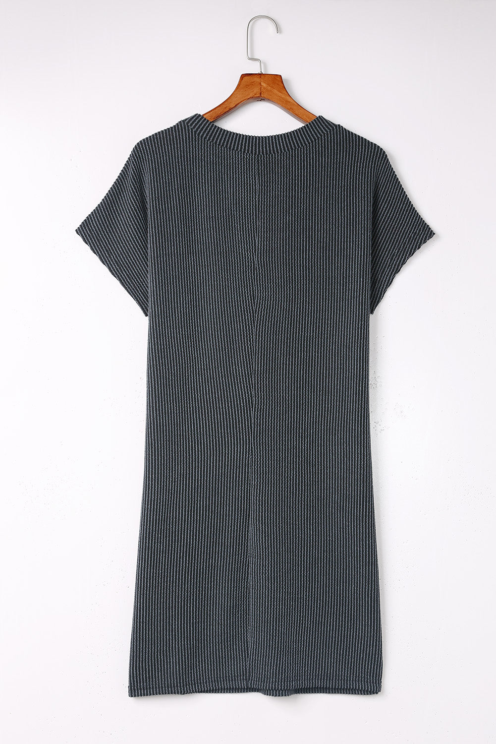 Gray Sequin Flag Stars Ribbed Shift T-shirt Dress
